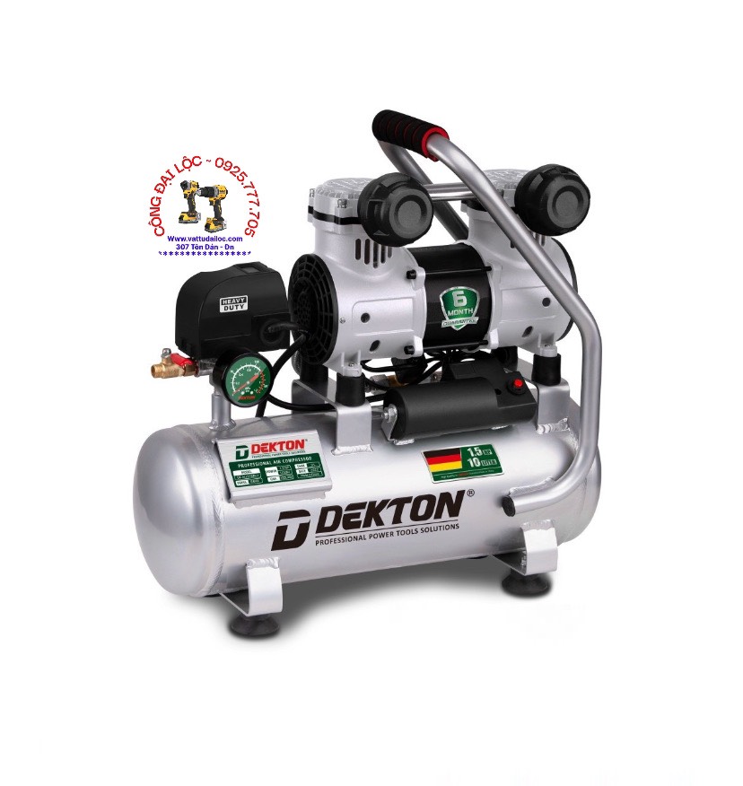 DK-AC2910ALT - Máy nén khí không dầu , bình chứa 10 lít Dekton ( Bình hợp kim NHÔM cao cấp )