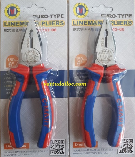 Kìm điện cán đỏ xanh Cmart 6" CB0143-6