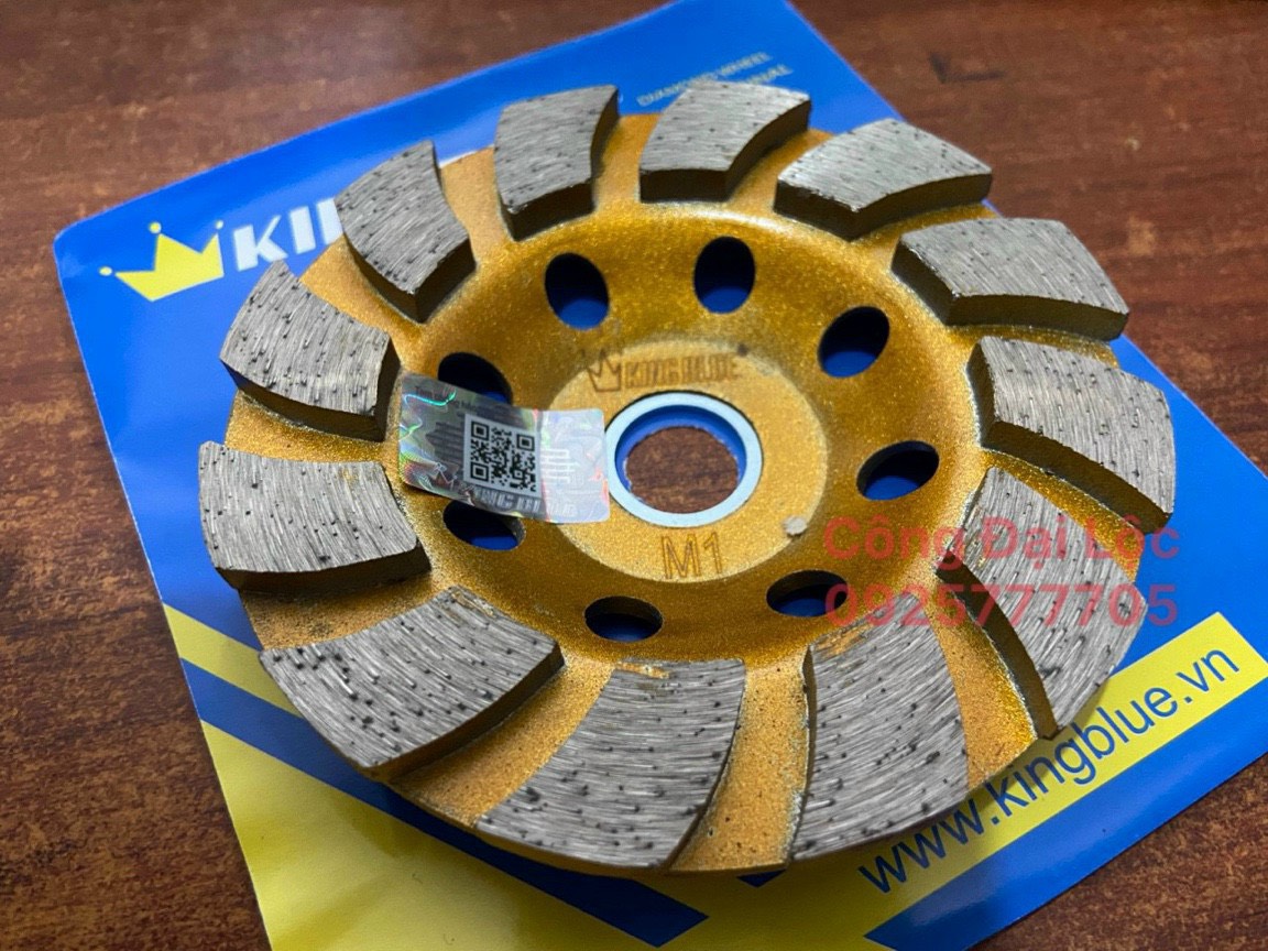 [ M1 - 110 x 5R ] - Chén mài KingBlue M1 - 100mm - Mài khô dùng cho Bê tông / Đá hoa cương ( Màu vàng )