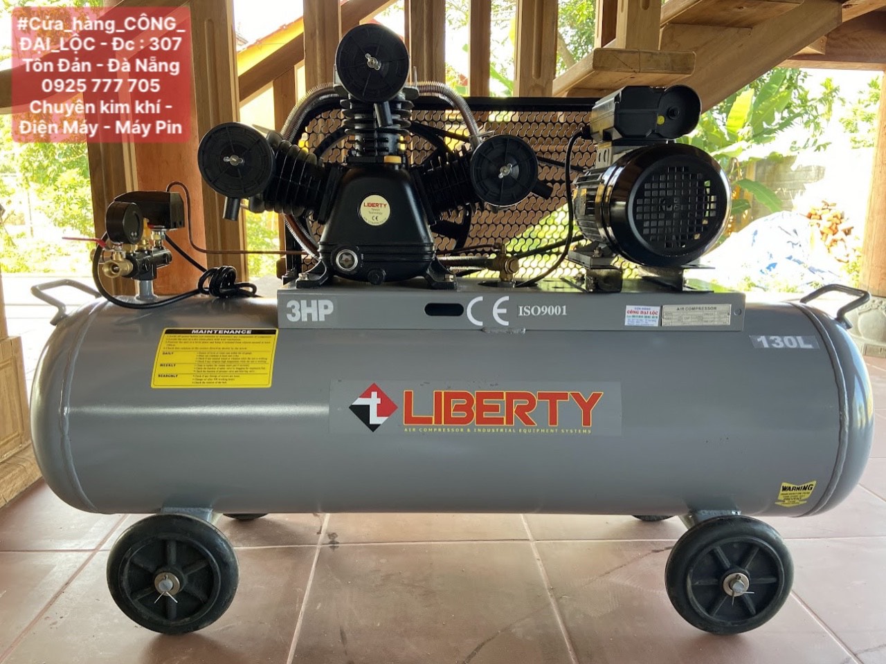 Máy Nén Khí 3HP 1 Cấp 8 bar Bình Chứa 130 Lít LIBETY Nhập  khẩu Taiwan