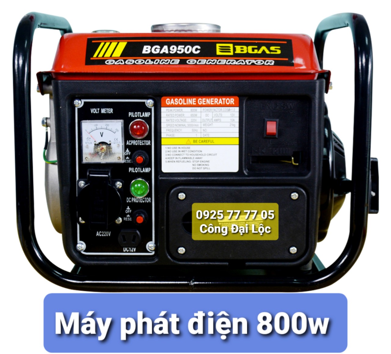 Máy phát điện 800VA / 640w dùng xăng BGAS - BGA950C