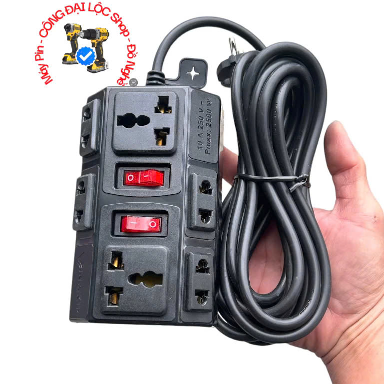 Ổ cắm 6 ngả liền dây ĐN/K2-10A 250V OC56 + Liền Dây 5 Mét